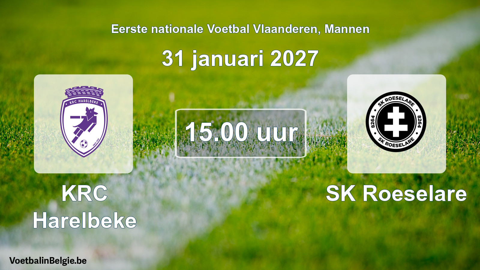 Geplande wedstrijd mannenvoetbal: KRC Harelbeke - SK Roeselare (31 januari 2027)