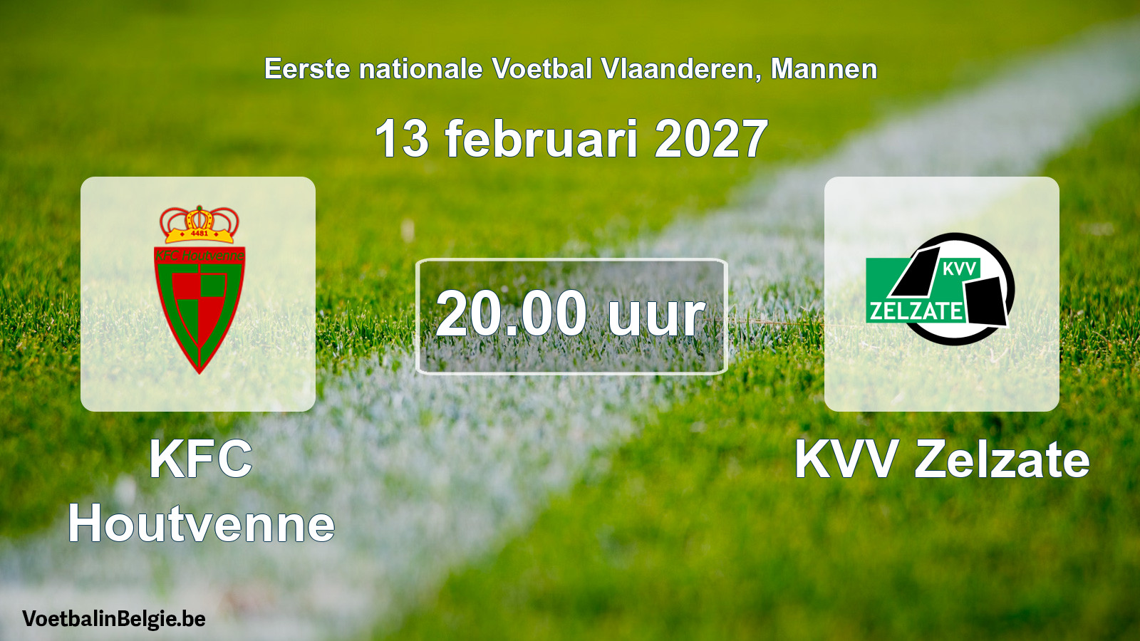 Geplande wedstrijd mannenvoetbal: KFC Houtvenne - KVV Zelzate (13 februari 2027)