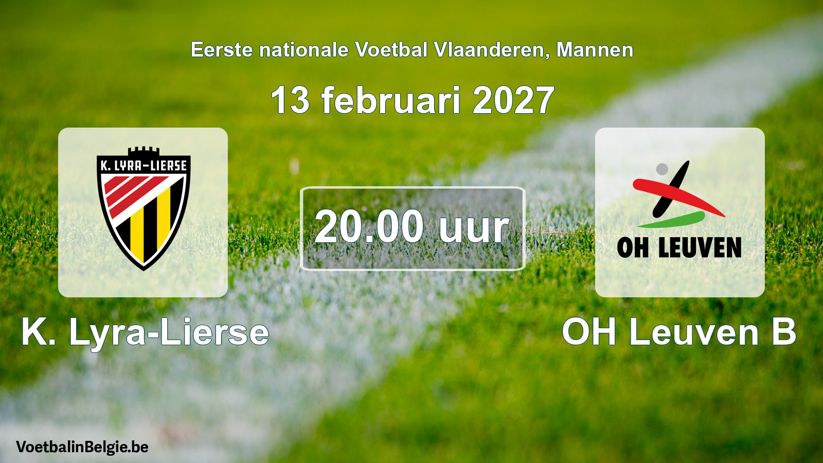 Geplande wedstrijd mannenvoetbal: K. Lyra-Lierse - OH Leuven B (13 februari 2027)
