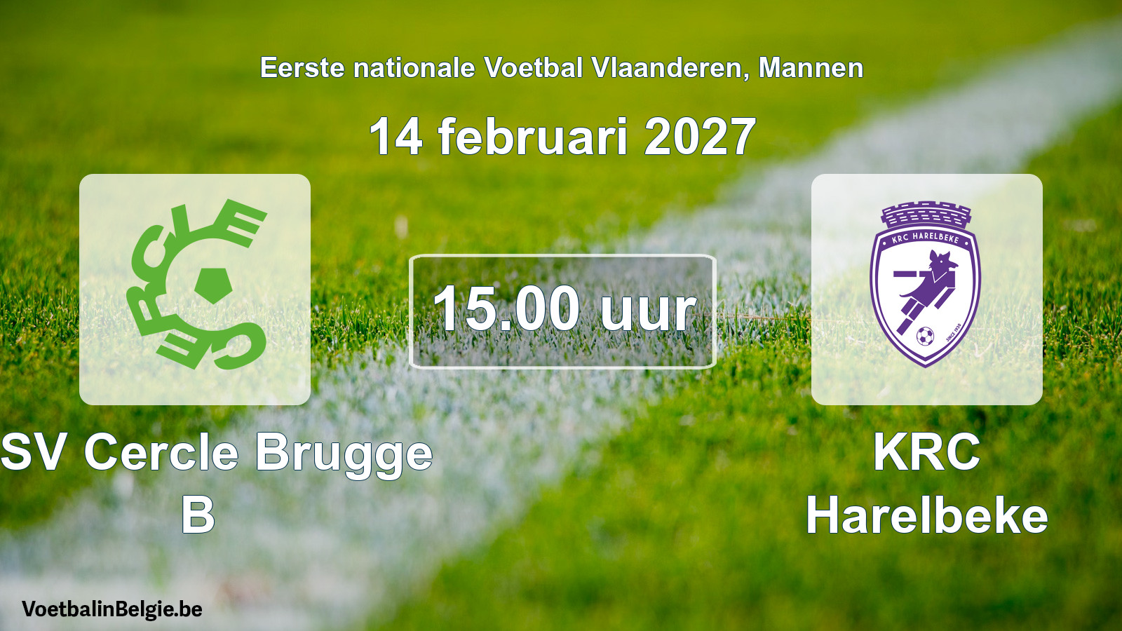 Geplande wedstrijd mannenvoetbal: KSV Cercle Brugge B - KRC Harelbeke (14 februari 2027)