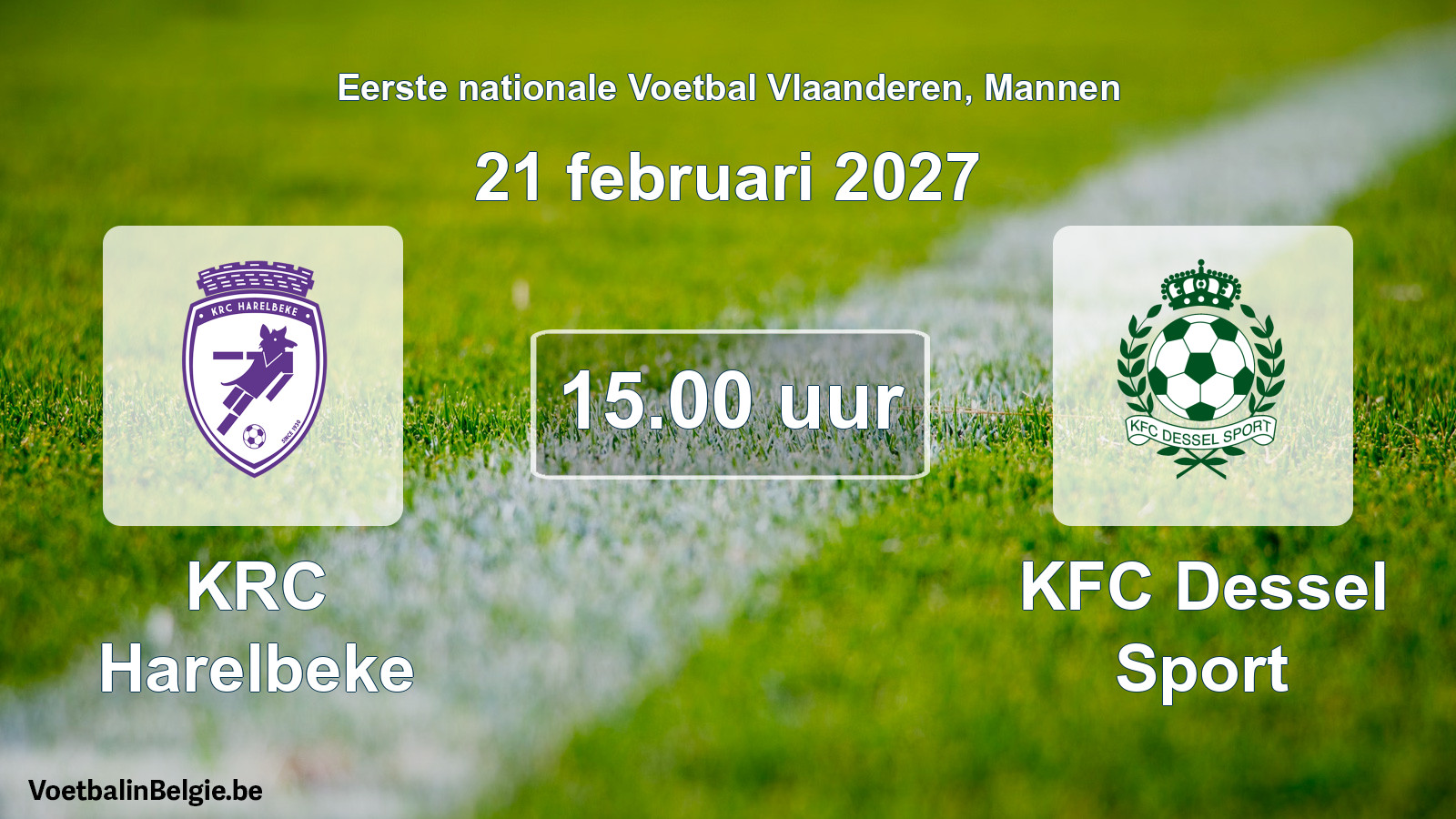Geplande wedstrijd mannenvoetbal: KRC Harelbeke - KFC Dessel Sport (21 februari 2027)