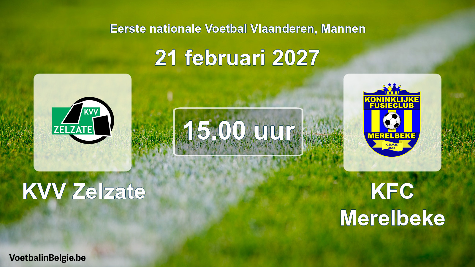 Geplande wedstrijd mannenvoetbal: KVV Zelzate - KFC Merelbeke (21 februari 2027)