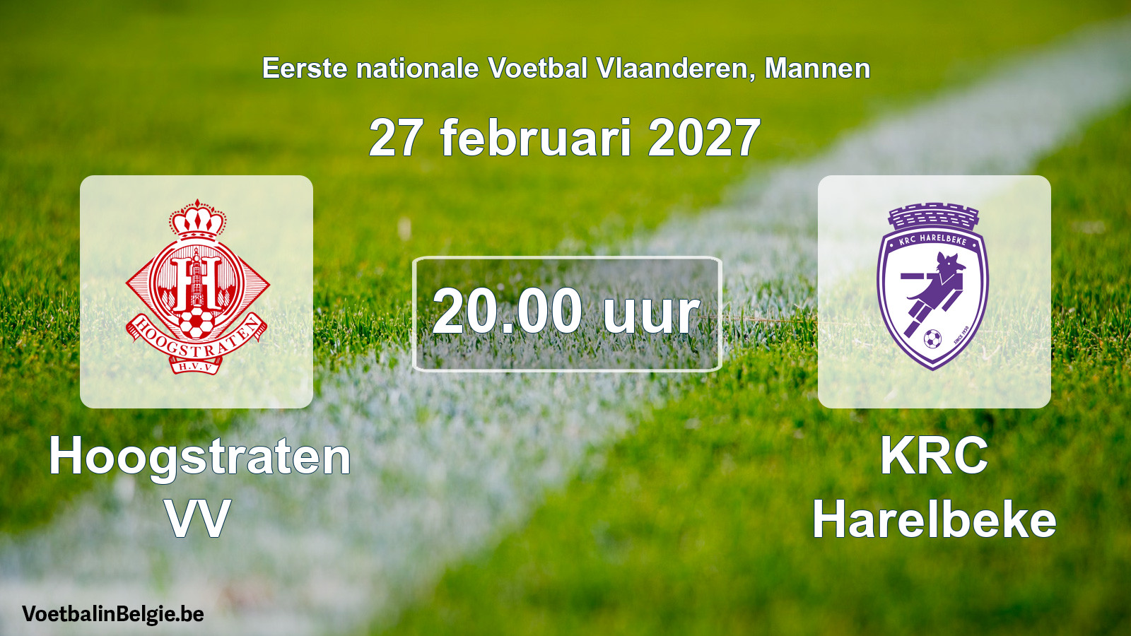 Geplande wedstrijd mannenvoetbal: Hoogstraten VV - KRC Harelbeke (27 februari 2027)