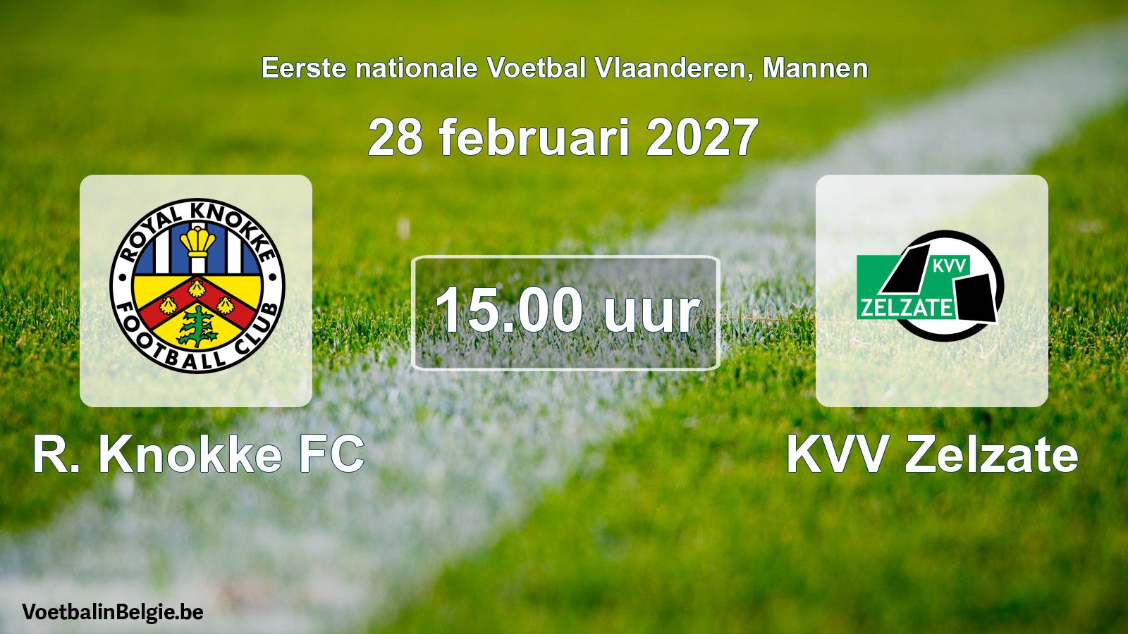 Geplande wedstrijd mannenvoetbal: R. Knokke FC - KVV Zelzate (28 februari 2027)