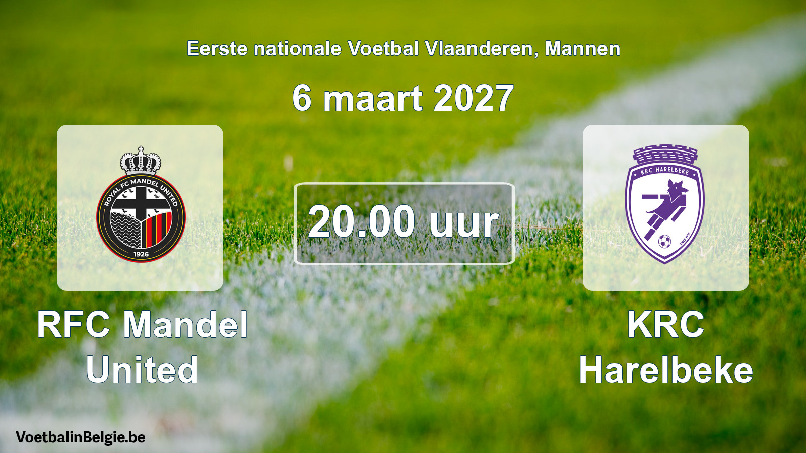 Geplande wedstrijd mannenvoetbal: RFC Mandel United - KRC Harelbeke (6 maart 2027)
