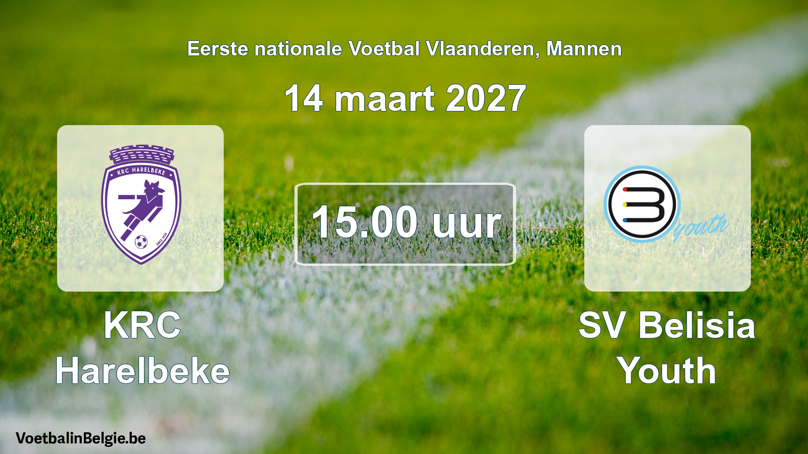 Geplande wedstrijd mannenvoetbal: KRC Harelbeke - SV Belisia Youth (14 maart 2027)