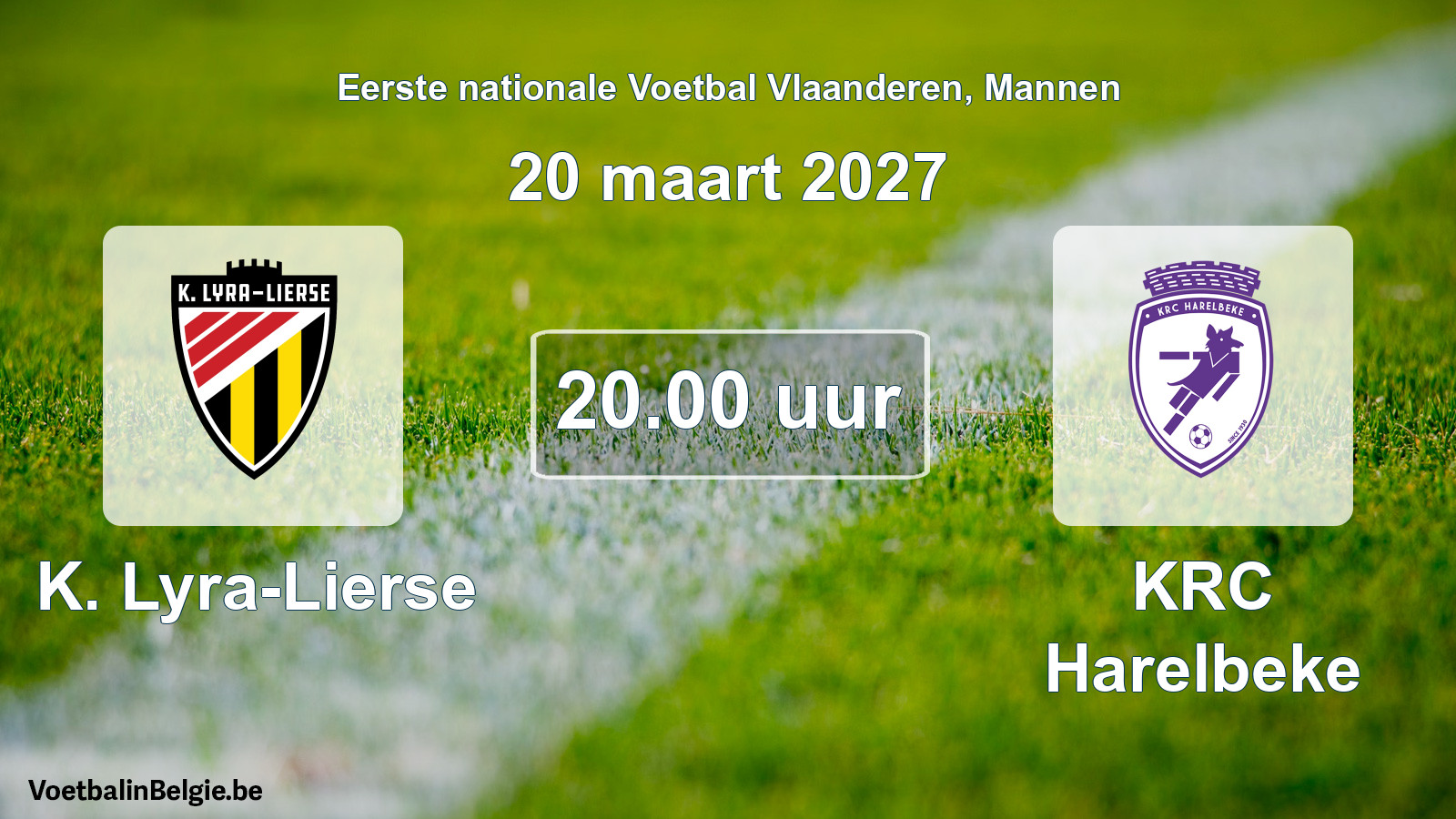 Geplande wedstrijd mannenvoetbal: K. Lyra-Lierse - KRC Harelbeke (20 maart 2027)