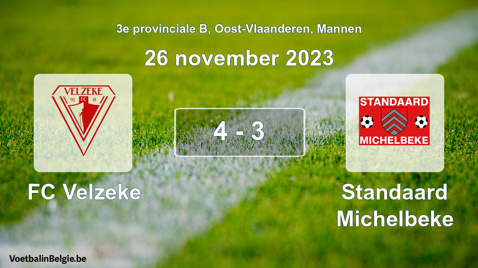 Gespeelde wedstrijd mannenvoetbal: FC Velzeke - Standaard Michelbeke 4 - 3 (26 november 2023)