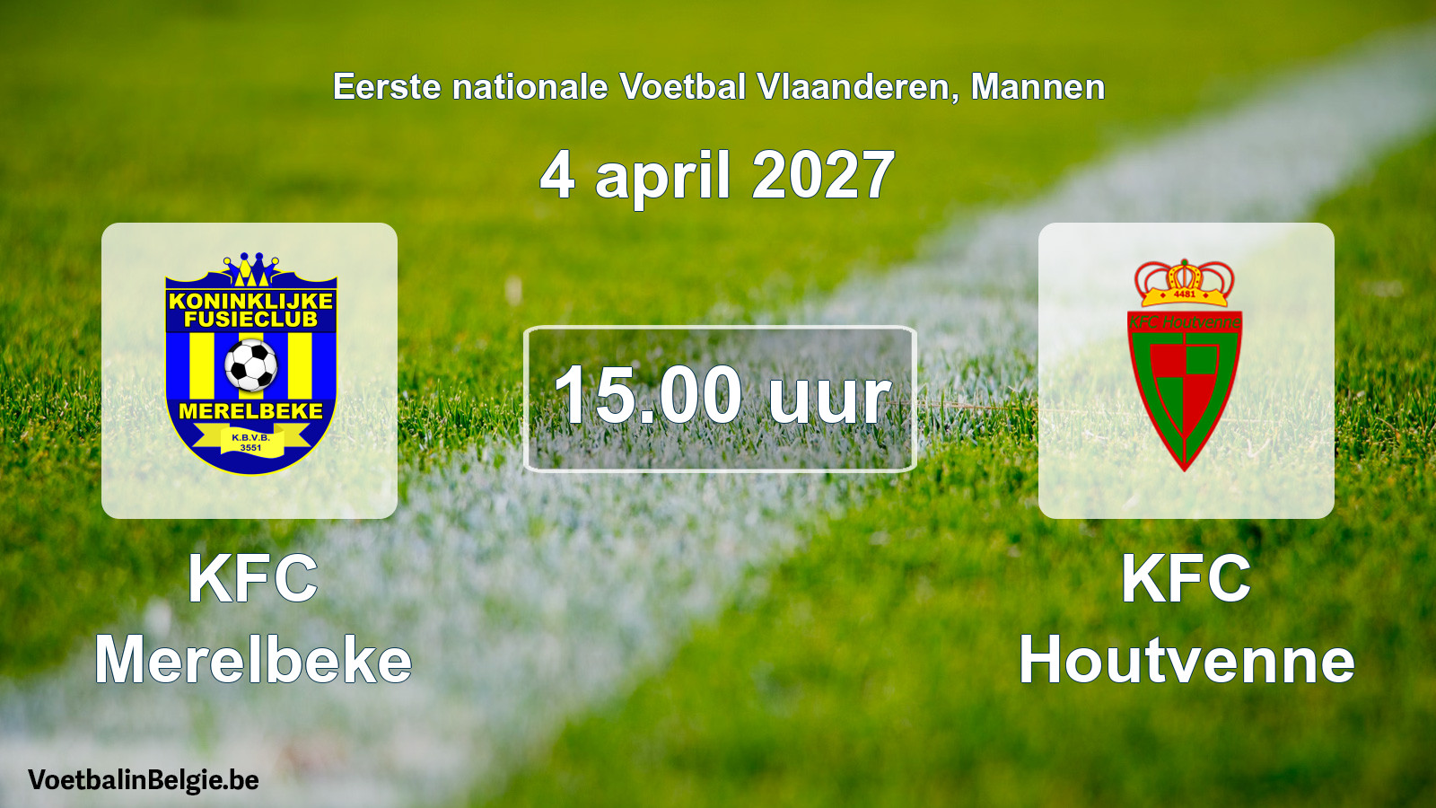 Geplande wedstrijd mannenvoetbal: KFC Merelbeke - KFC Houtvenne (4 april 2027)