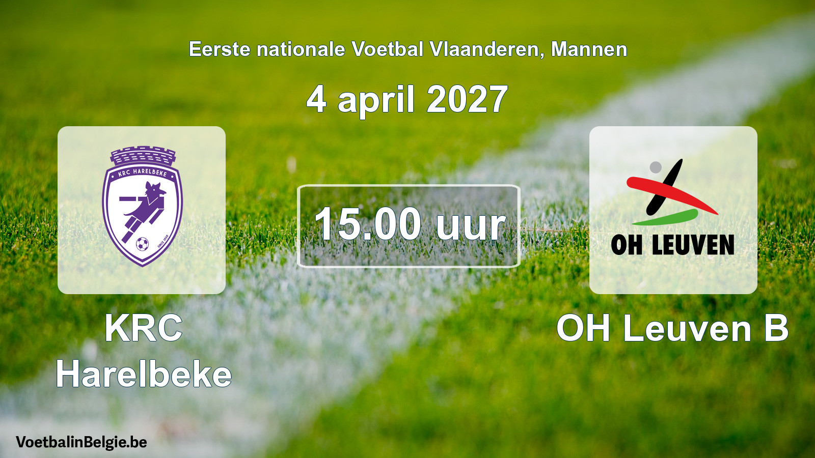 Match prévu football hommes: KRC Harelbeke - OH Leuven B (4 avril 2027)