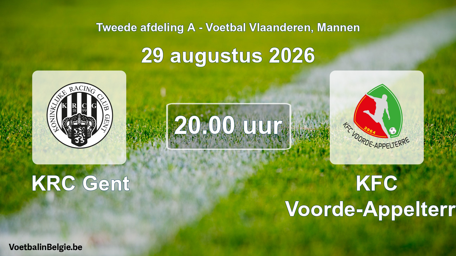 Geplande wedstrijd mannenvoetbal: KRC Gent - KFC Voorde-Appelterre (29 augustus 2026)