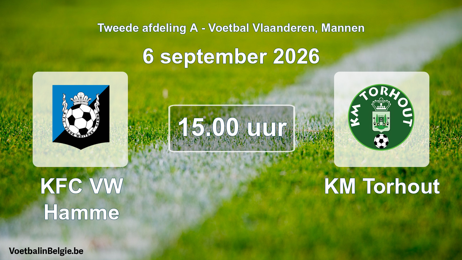 Geplande wedstrijd mannenvoetbal: KFC VW Hamme - KM Torhout (6 september 2026)