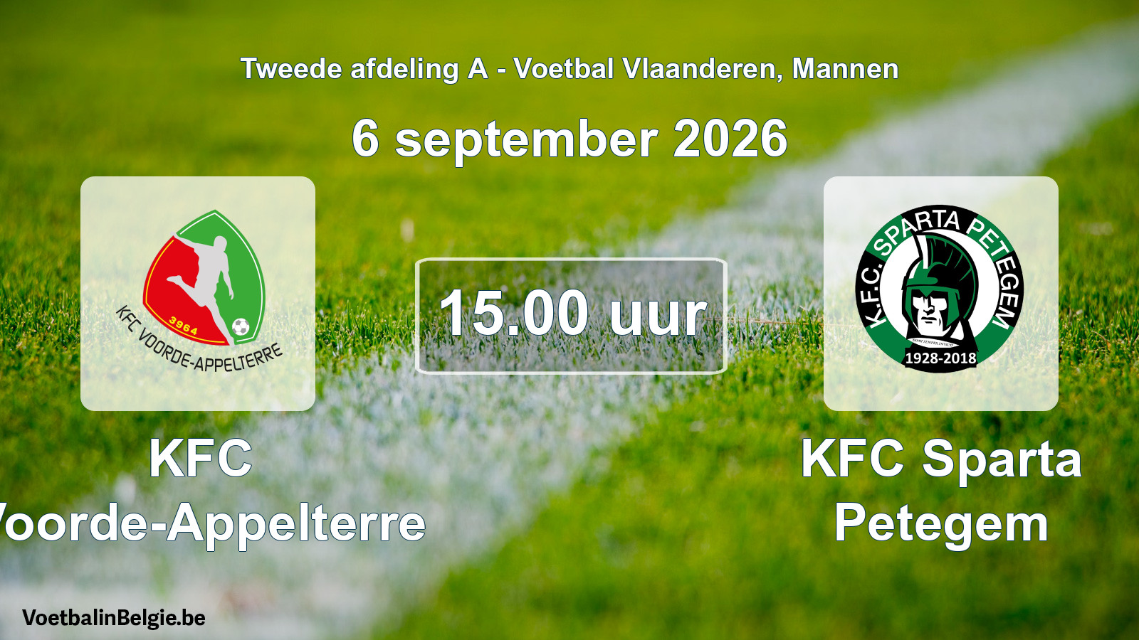 Geplande wedstrijd mannenvoetbal: KFC Voorde-Appelterre - KFC Sparta Petegem (6 september 2026)