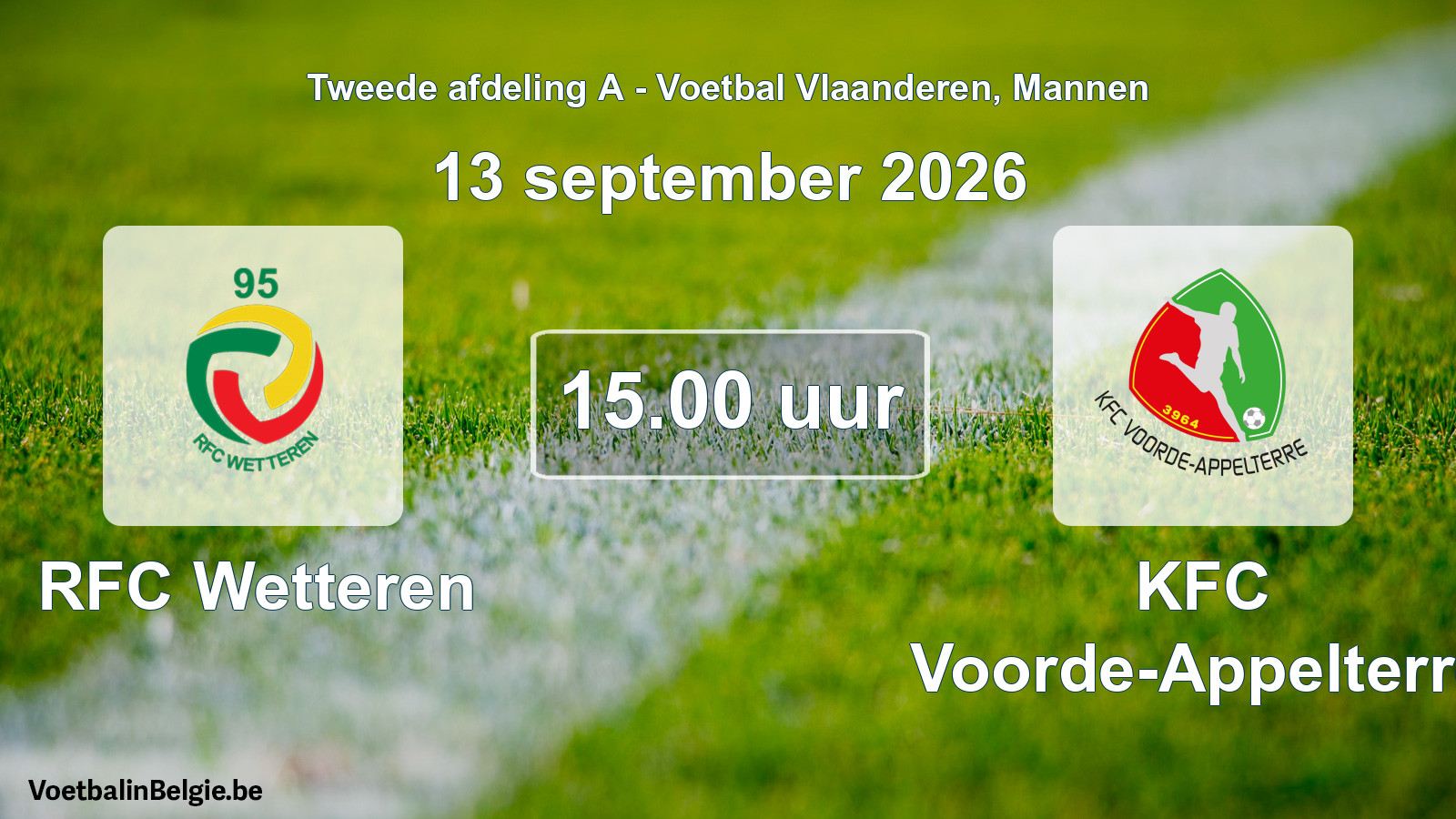 Geplande wedstrijd mannenvoetbal: RFC Wetteren - KFC Voorde-Appelterre (13 september 2026)