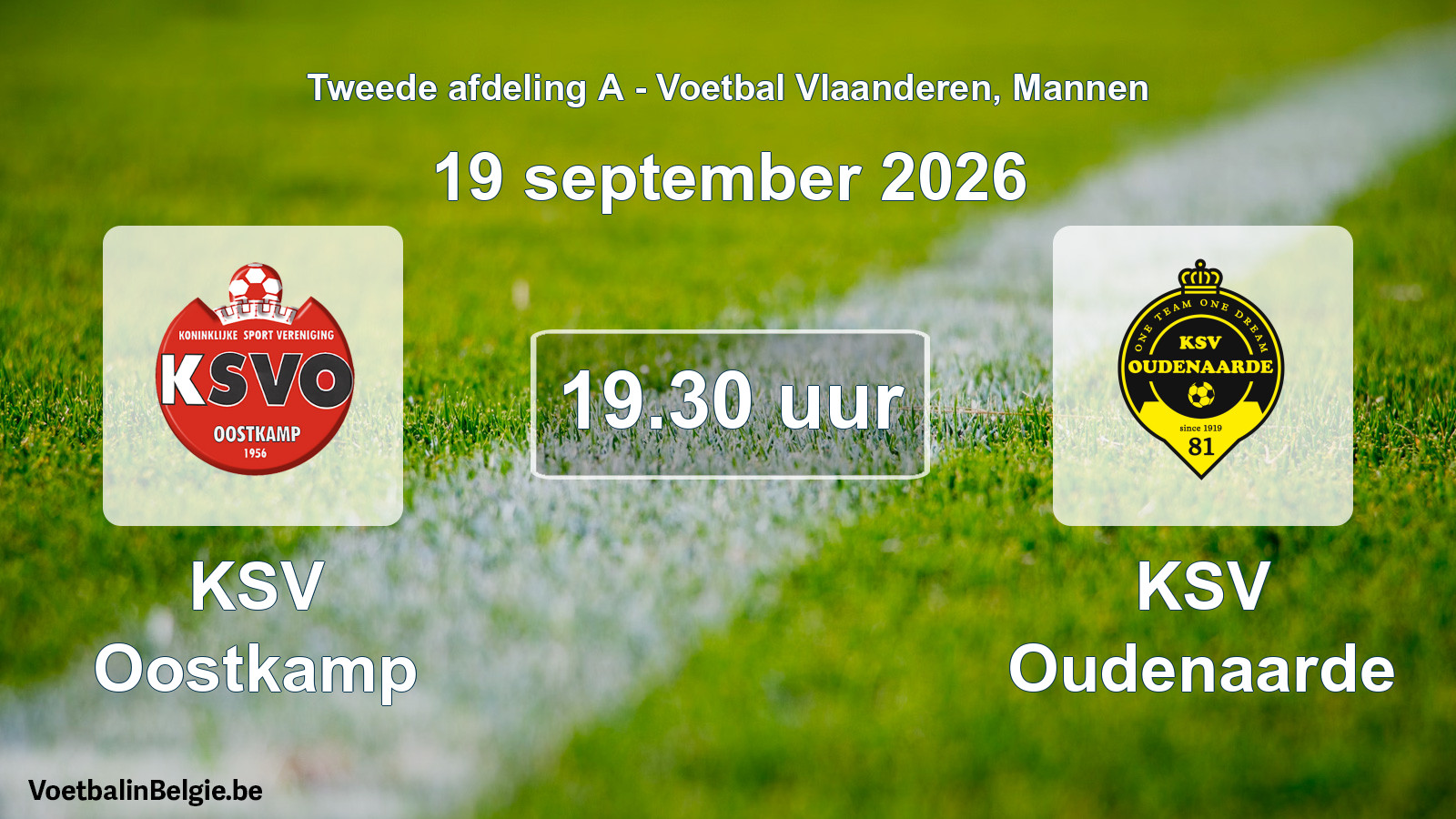 Geplande wedstrijd mannenvoetbal: KSV Oostkamp - KSV Oudenaarde (19 september 2026)