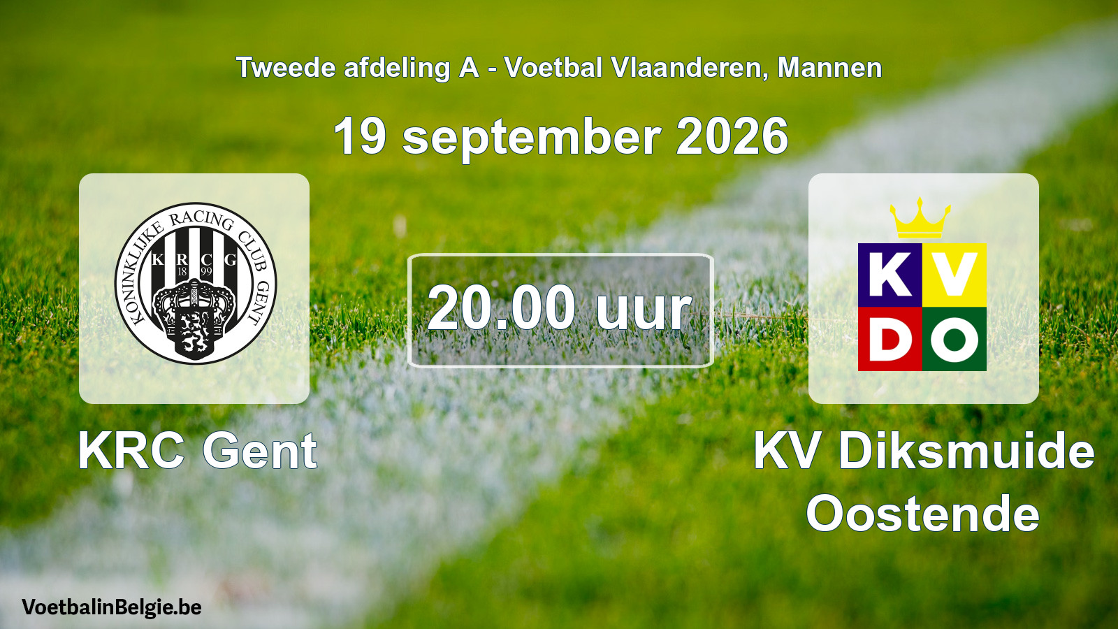 Geplande wedstrijd mannenvoetbal: KRC Gent - KV Diksmuide Oostende (19 september 2026)