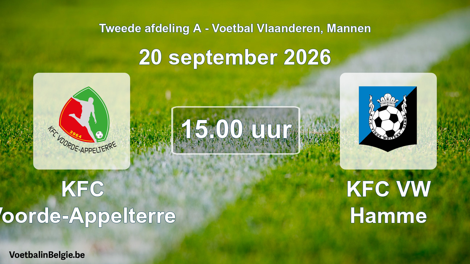 Geplande wedstrijd mannenvoetbal: KFC Voorde-Appelterre - KFC VW Hamme (20 september 2026)