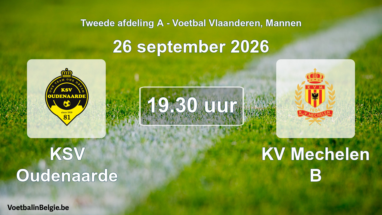 Geplande wedstrijd mannenvoetbal: KSV Oudenaarde - KV Mechelen B (26 september 2026)