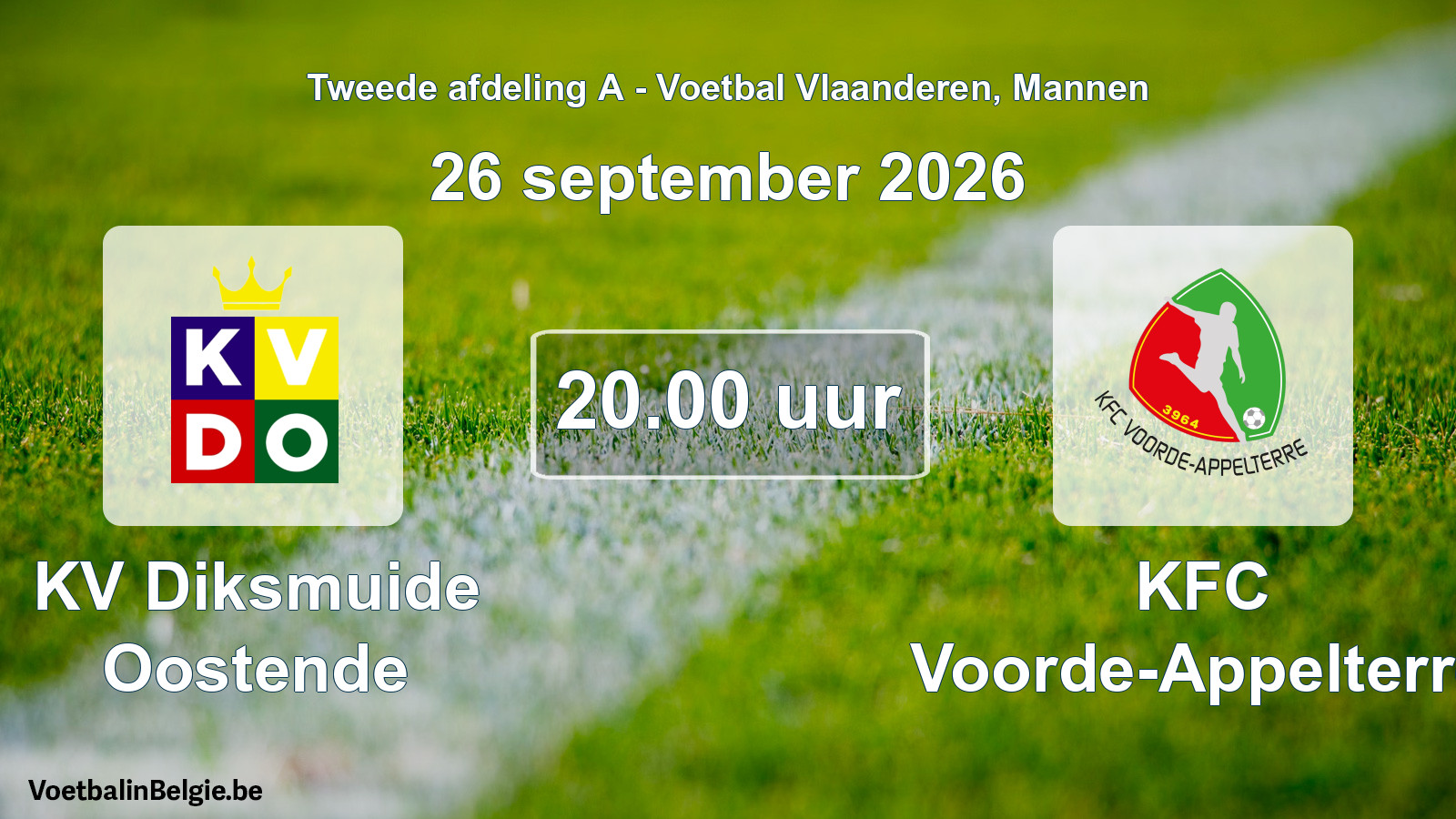 Geplande wedstrijd mannenvoetbal: KV Diksmuide Oostende - KFC Voorde-Appelterre (26 september 2026)