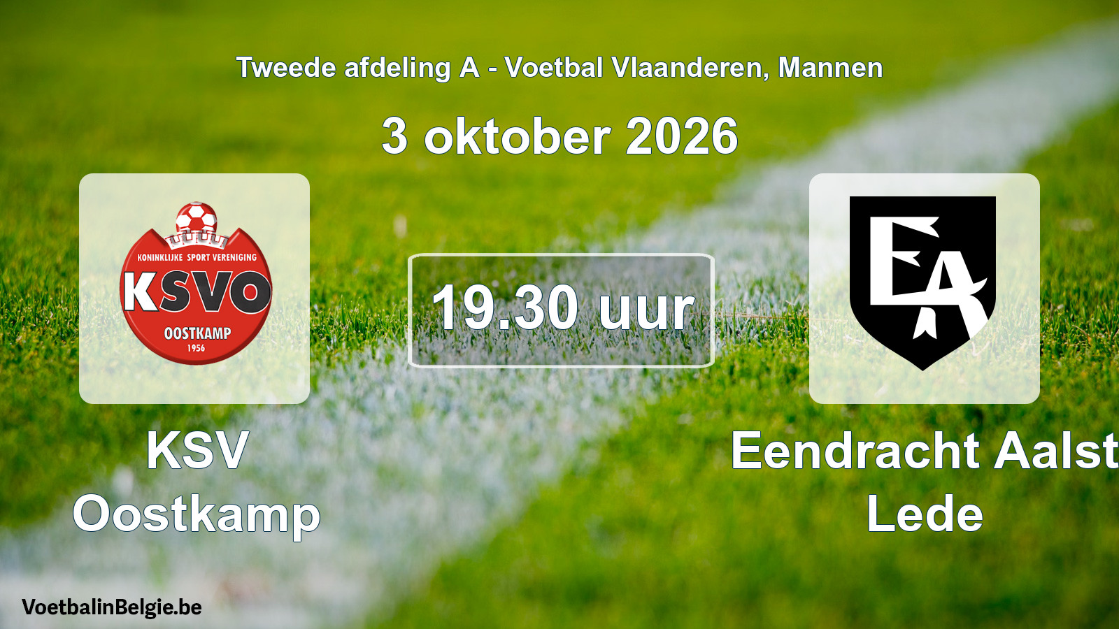Geplande wedstrijd mannenvoetbal: KSV Oostkamp - Eendracht Aalst Lede (3 oktober 2026)