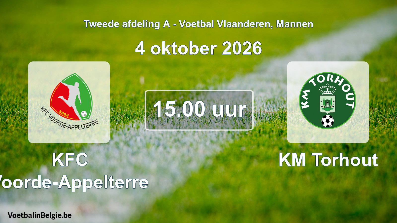 Geplande wedstrijd mannenvoetbal: KFC Voorde-Appelterre - KM Torhout (4 oktober 2026)