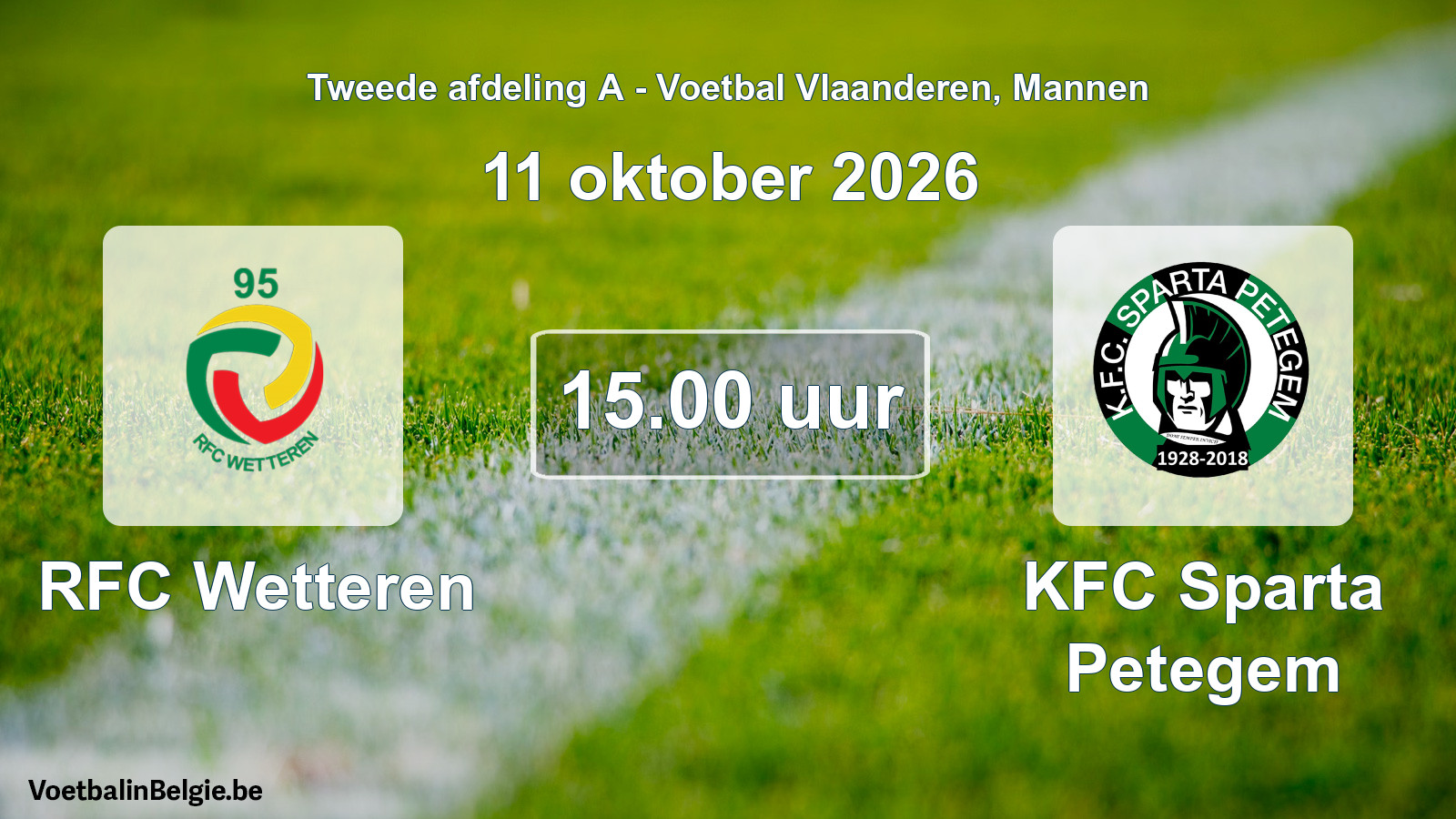Geplande wedstrijd mannenvoetbal: RFC Wetteren - KFC Sparta Petegem (11 oktober 2026)