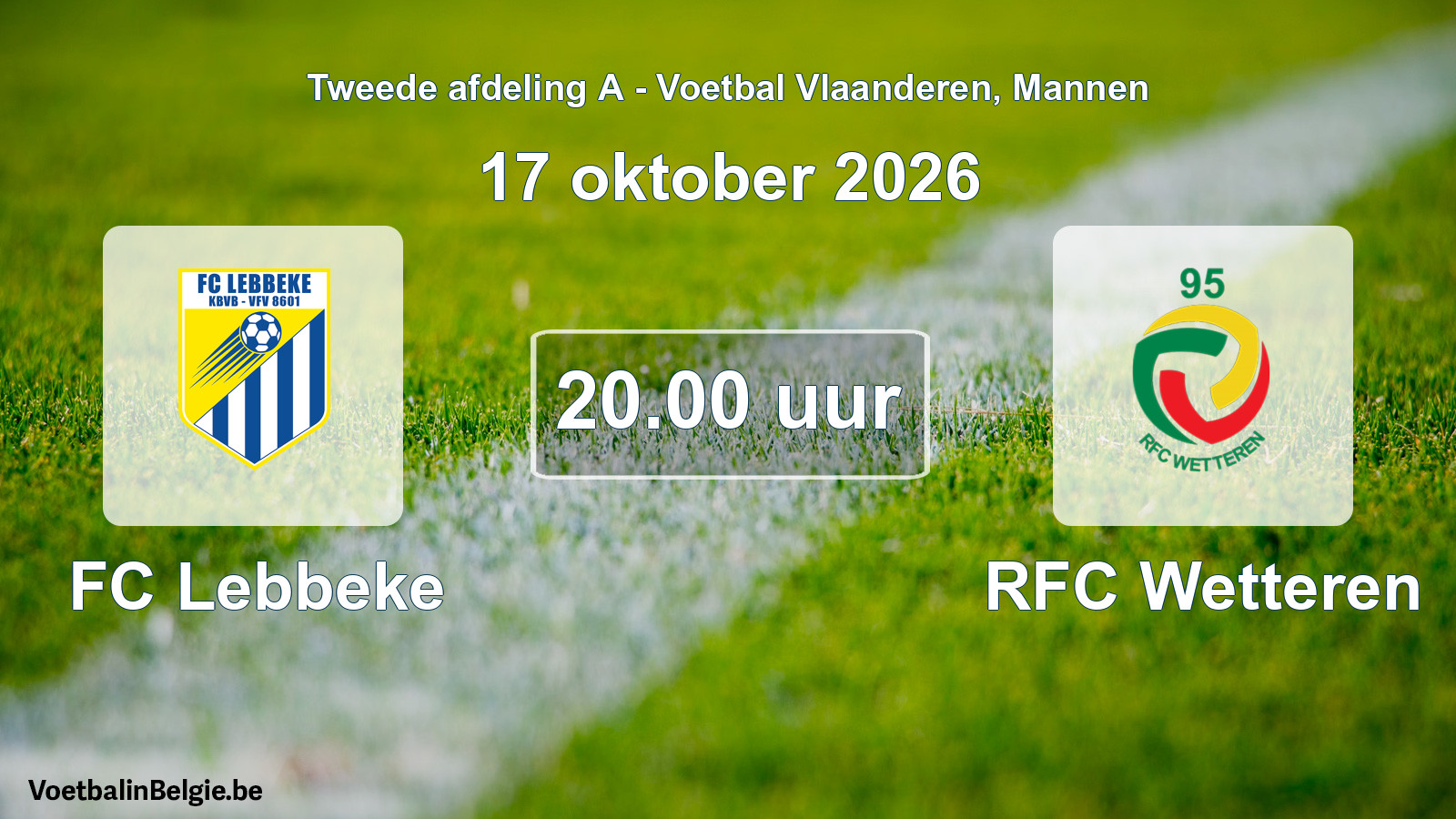Geplande wedstrijd mannenvoetbal: FC Lebbeke - RFC Wetteren (17 oktober 2026)