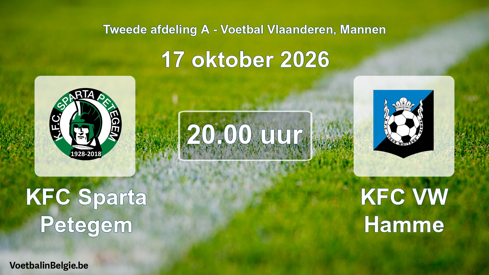 Geplande wedstrijd mannenvoetbal: KFC Sparta Petegem - KFC VW Hamme (17 oktober 2026)