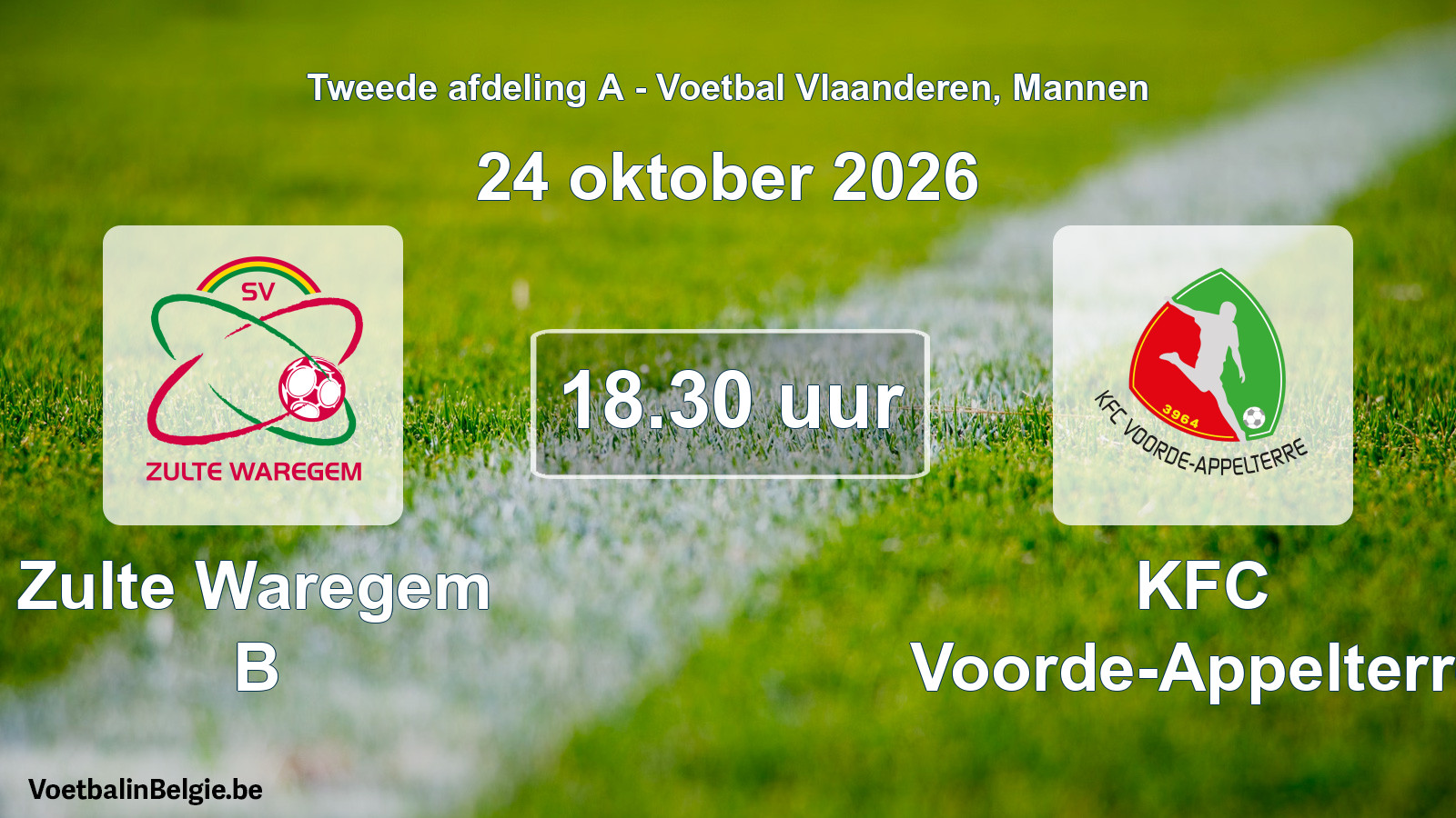 Geplande wedstrijd mannenvoetbal: Zulte Waregem B - KFC Voorde-Appelterre (24 oktober 2026)