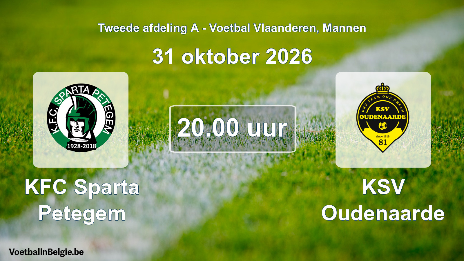 Geplande wedstrijd mannenvoetbal: KFC Sparta Petegem - KSV Oudenaarde (31 oktober 2026)
