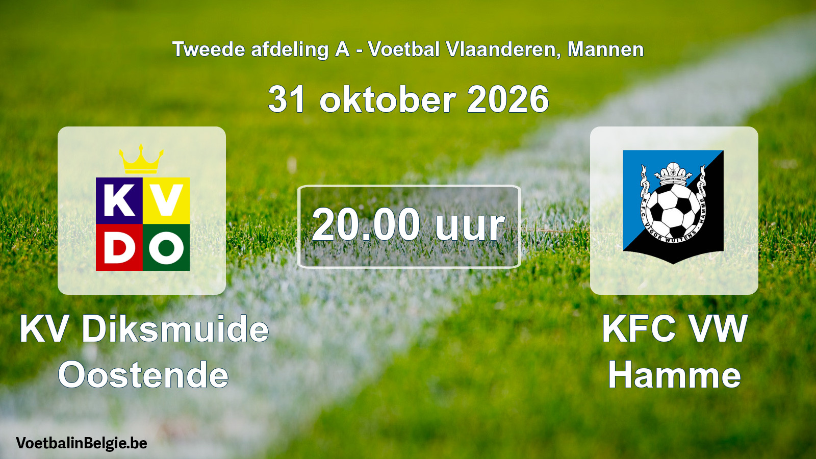 Geplande wedstrijd mannenvoetbal: KV Diksmuide Oostende - KFC VW Hamme (31 oktober 2026)