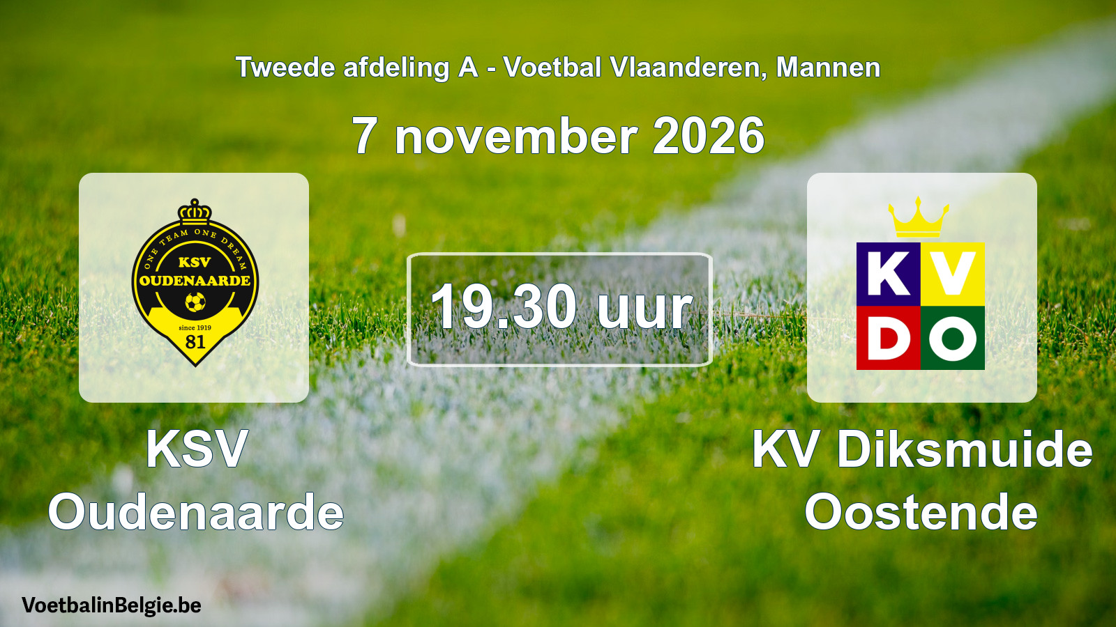 Geplande wedstrijd mannenvoetbal: KSV Oudenaarde - KV Diksmuide Oostende (7 november 2026)