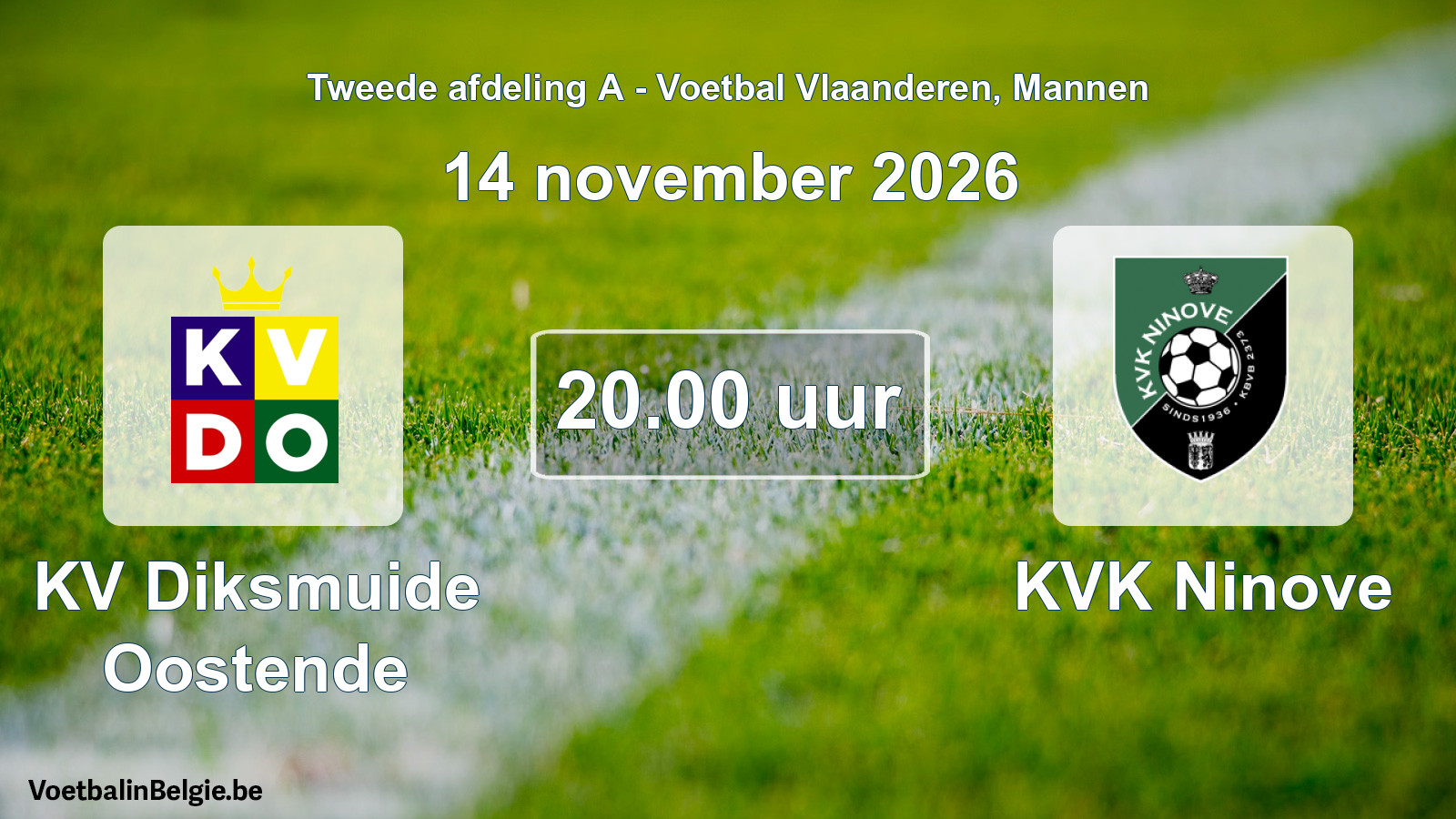 Geplande wedstrijd mannenvoetbal: KV Diksmuide Oostende - KVK Ninove (14 november 2026)