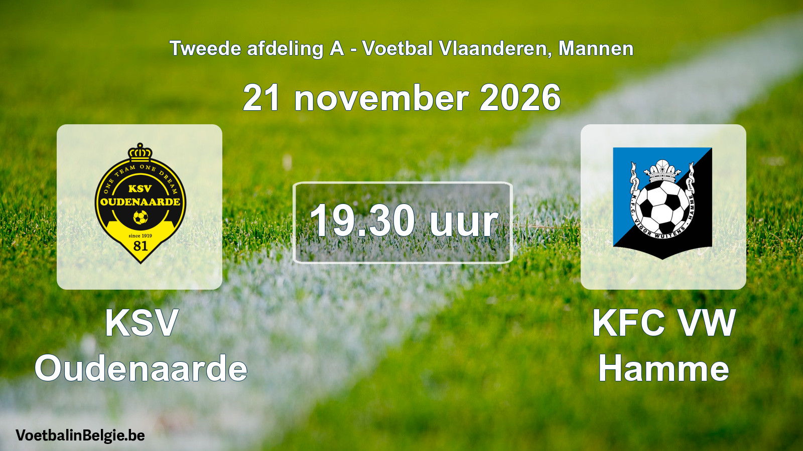 Geplande wedstrijd mannenvoetbal: KSV Oudenaarde - KFC VW Hamme (21 november 2026)