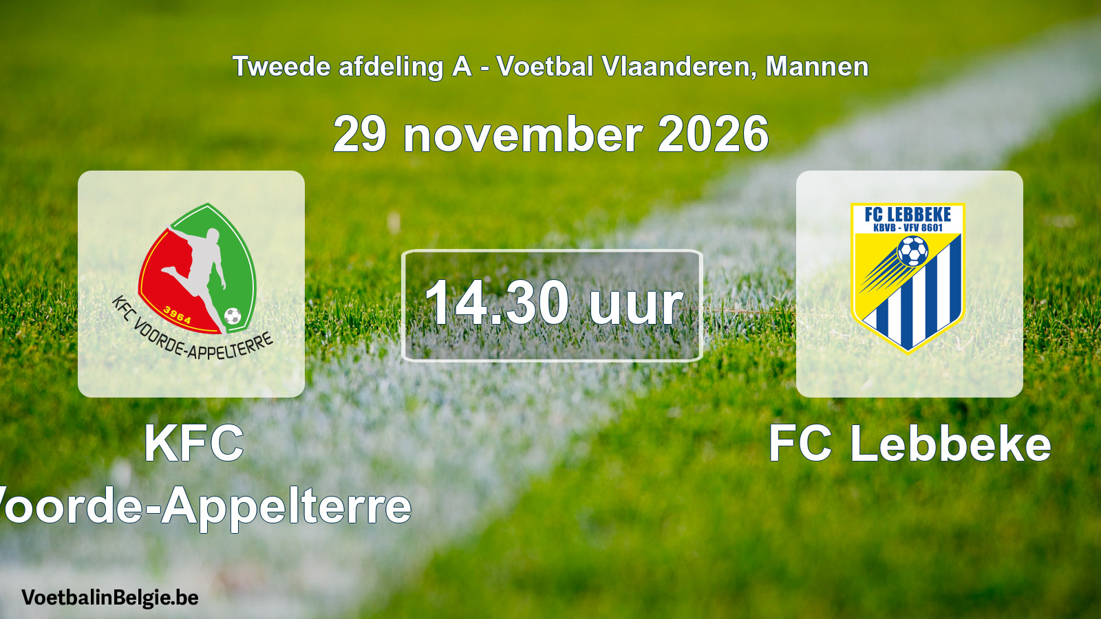 Geplande wedstrijd mannenvoetbal: KFC Voorde-Appelterre - FC Lebbeke (29 november 2026)