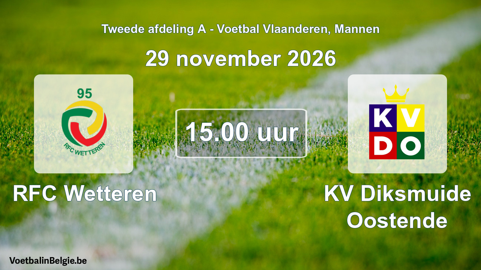 Geplande wedstrijd mannenvoetbal: RFC Wetteren - KV Diksmuide Oostende (29 november 2026)