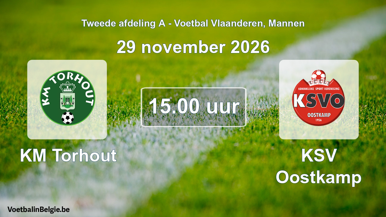 Geplande wedstrijd mannenvoetbal: KM Torhout - KSV Oostkamp (29 november 2026)