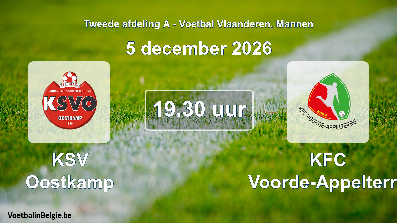 Geplande wedstrijd mannenvoetbal: KSV Oostkamp - KFC Voorde-Appelterre (5 december 2026)