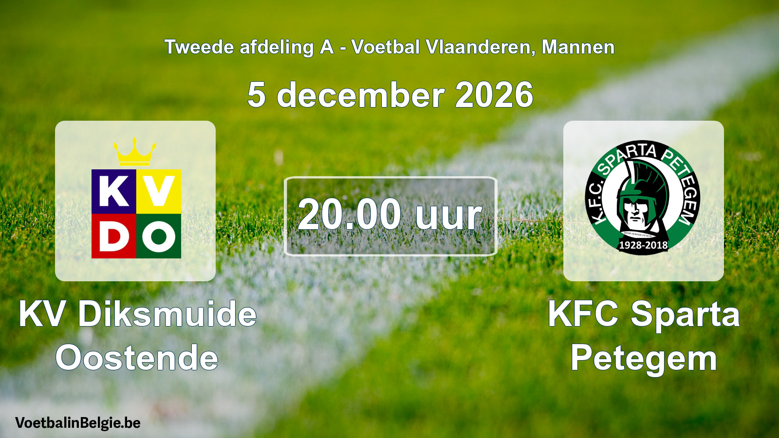 Geplande wedstrijd mannenvoetbal: KV Diksmuide Oostende - KFC Sparta Petegem (5 december 2026)