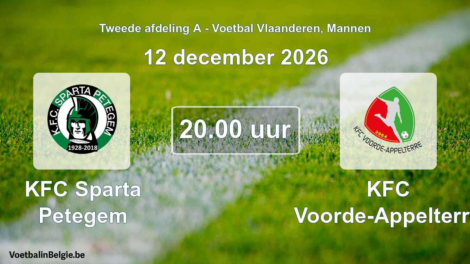 Geplande wedstrijd mannenvoetbal: KFC Sparta Petegem - KFC Voorde-Appelterre (12 december 2026)