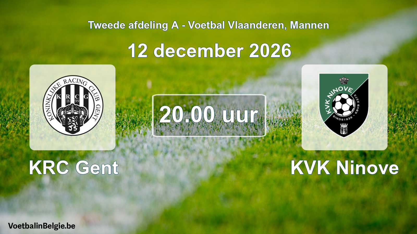 Geplande wedstrijd mannenvoetbal: KRC Gent - KVK Ninove (12 december 2026)