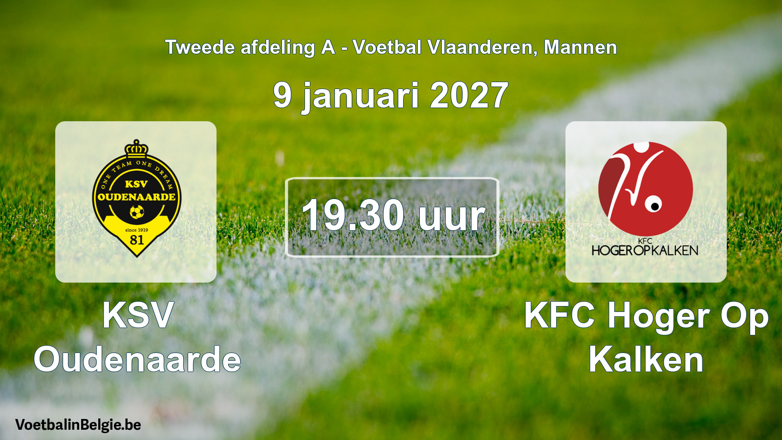 Geplande wedstrijd mannenvoetbal: KSV Oudenaarde - KFC Hoger Op Kalken (9 januari 2027)