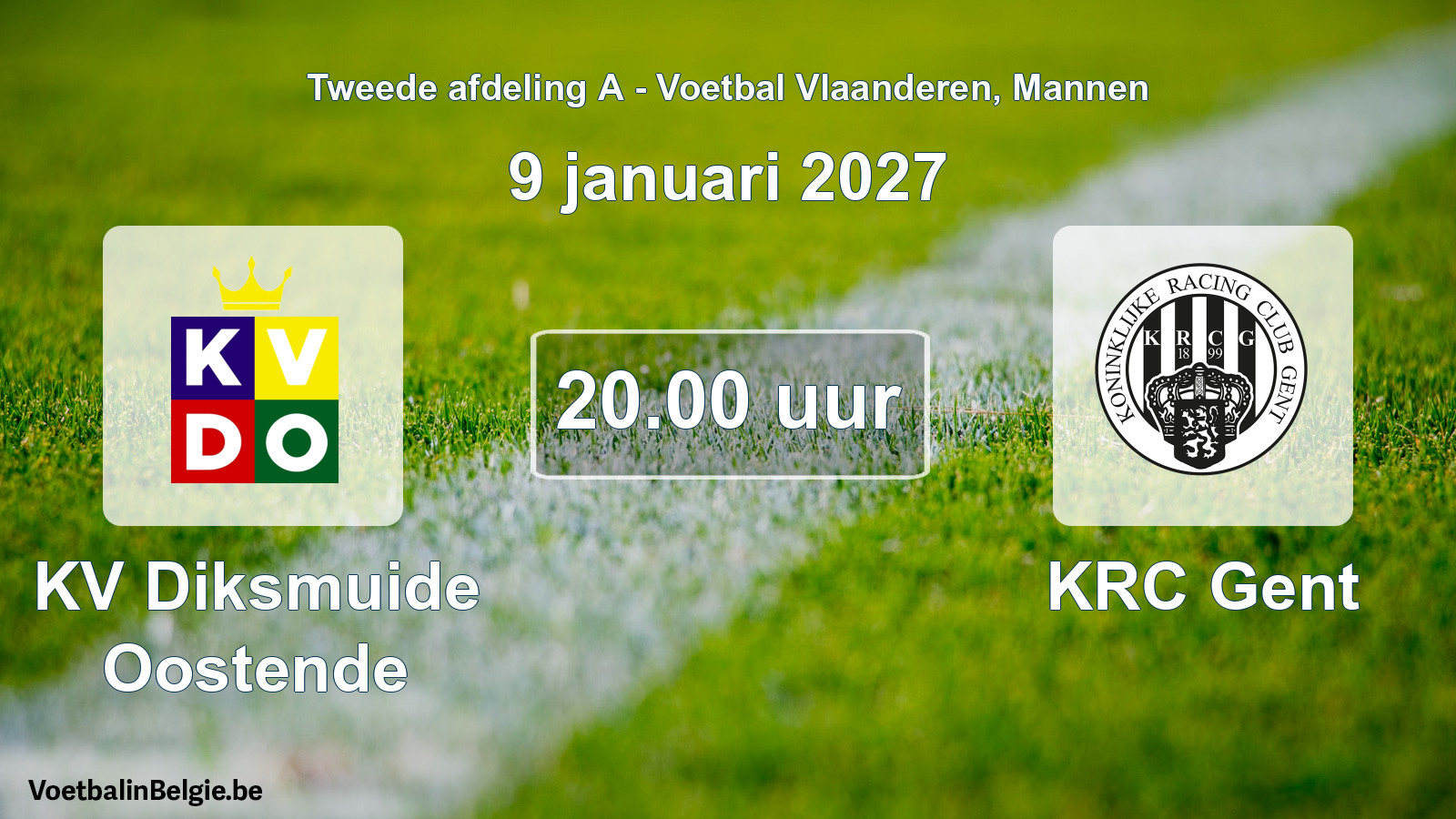 Geplande wedstrijd mannenvoetbal: KV Diksmuide Oostende - KRC Gent (9 januari 2027)