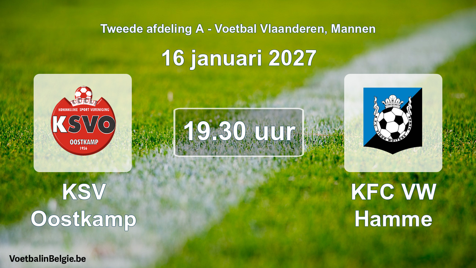 Geplande wedstrijd mannenvoetbal: KSV Oostkamp - KFC VW Hamme (16 januari 2027)