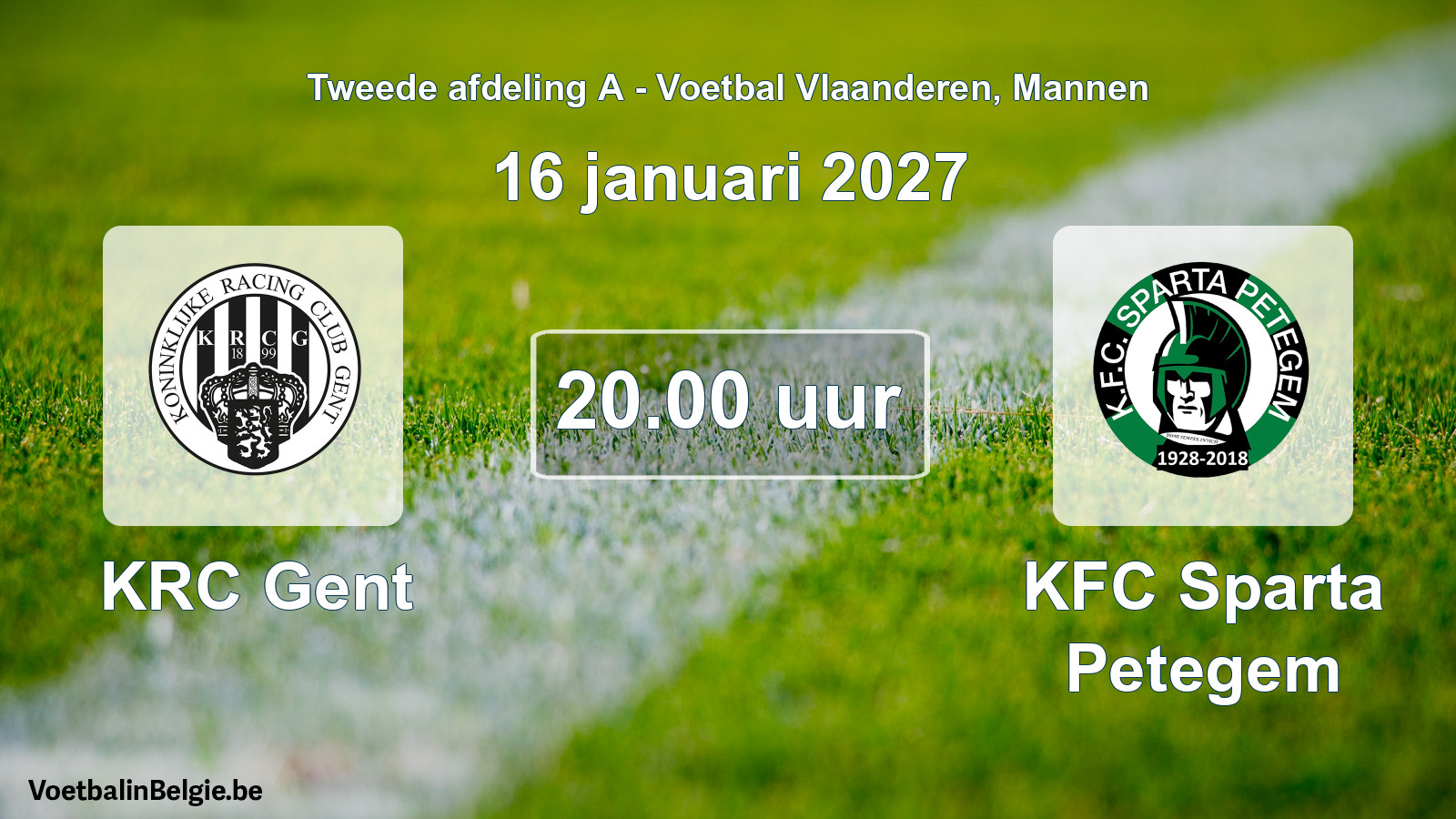 Geplande wedstrijd mannenvoetbal: KRC Gent - KFC Sparta Petegem (16 januari 2027)