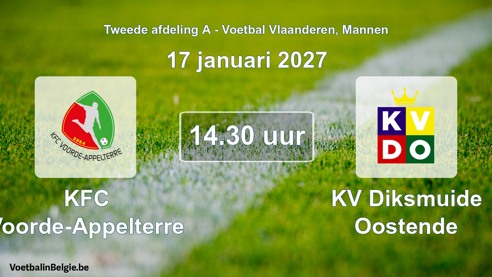 Geplande wedstrijd mannenvoetbal: KFC Voorde-Appelterre - KV Diksmuide Oostende (17 januari 2027)