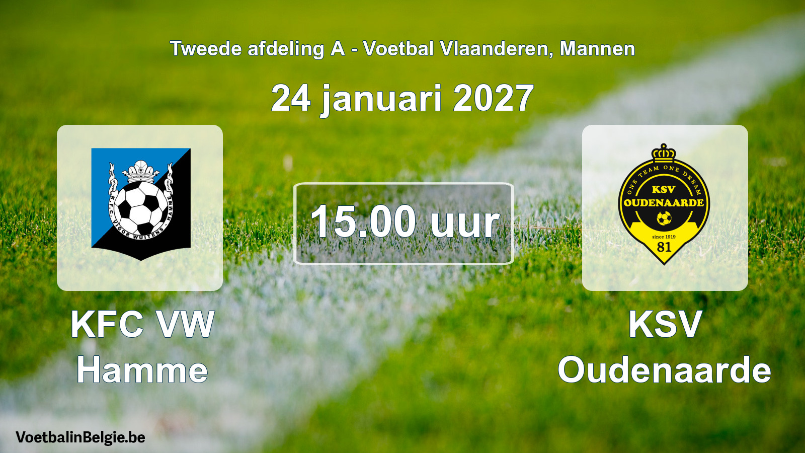 Geplande wedstrijd mannenvoetbal: KFC VW Hamme - KSV Oudenaarde (24 januari 2027)