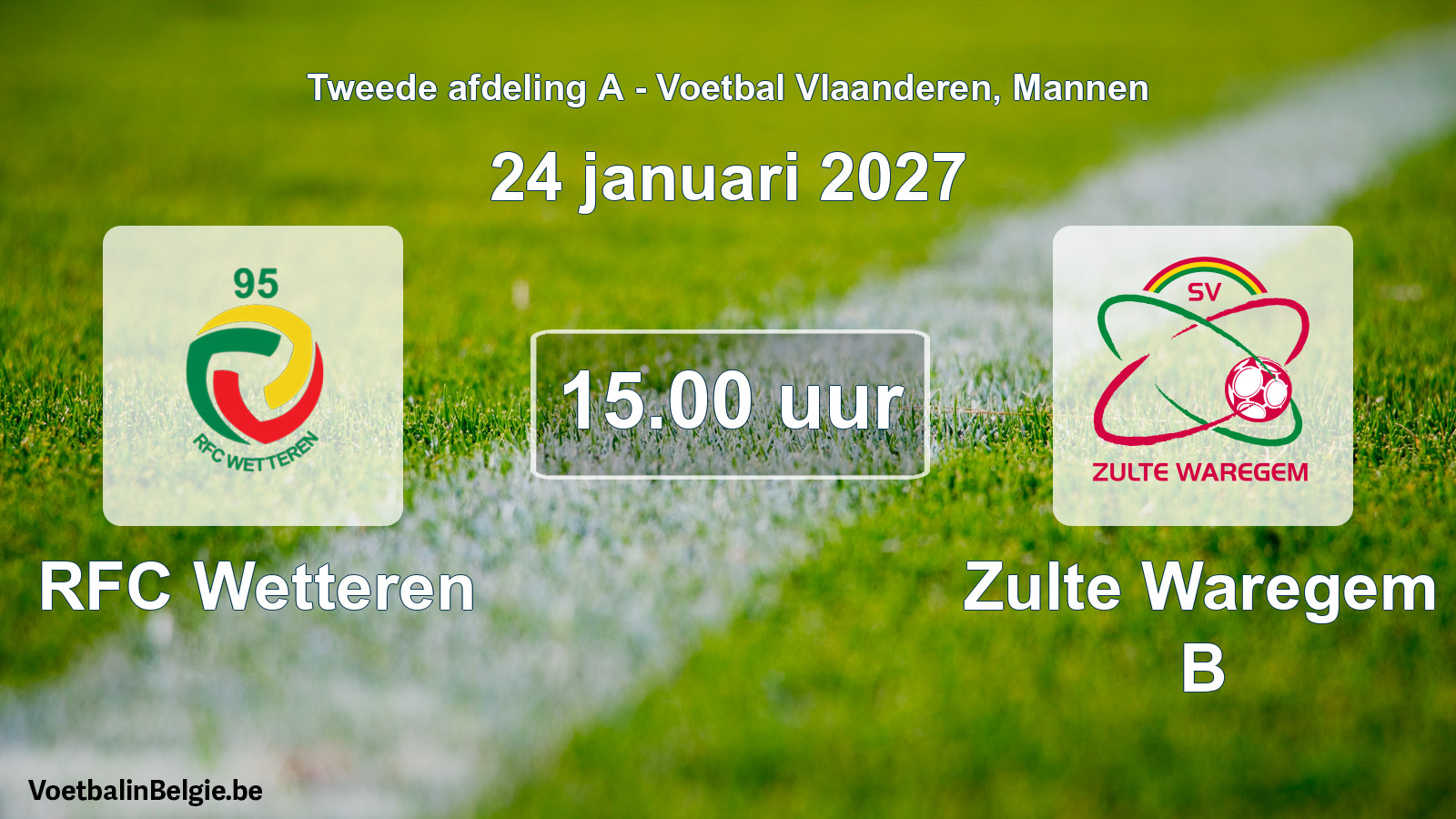 Geplande wedstrijd mannenvoetbal: RFC Wetteren - Zulte Waregem B (24 januari 2027)