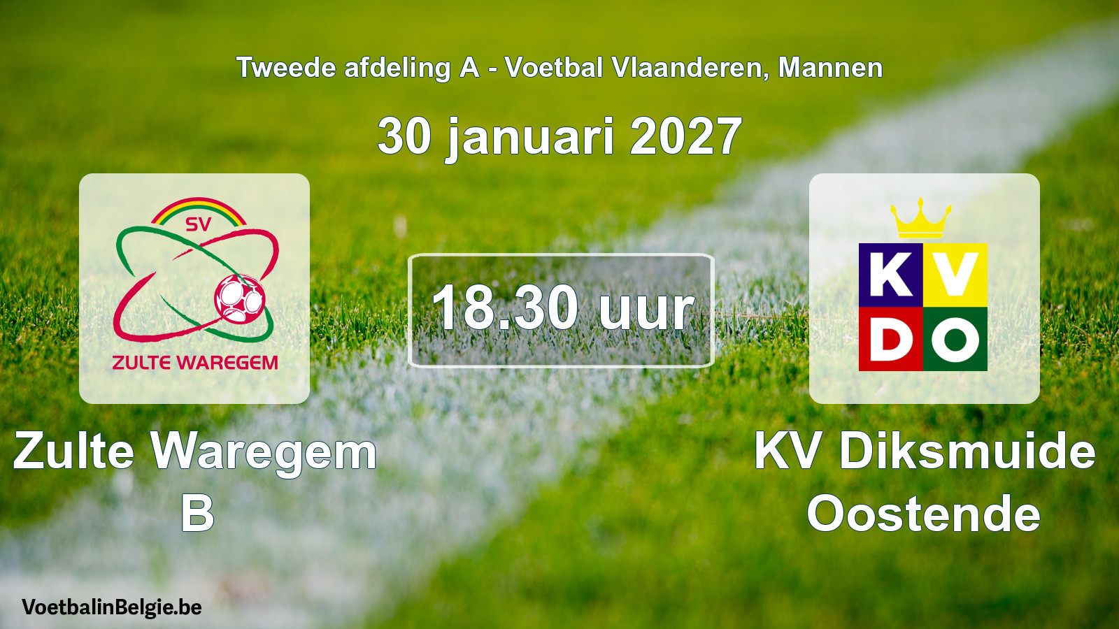 Geplande wedstrijd mannenvoetbal: Zulte Waregem B - KV Diksmuide Oostende (30 januari 2027)