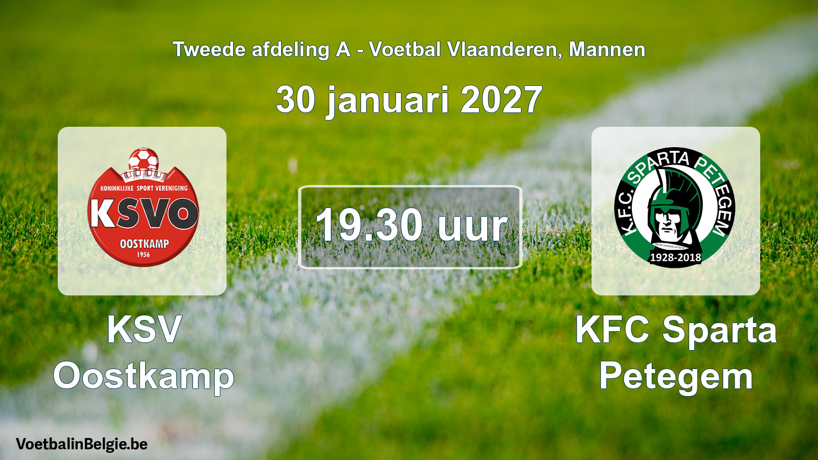 Geplande wedstrijd mannenvoetbal: KSV Oostkamp - KFC Sparta Petegem (30 januari 2027)